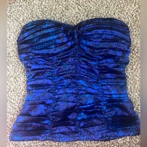 Arden B strapless sweetheart blue snakeskin top shirt blouse sexy XS